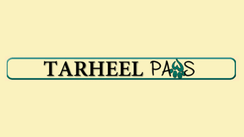 tarheel paws cat breeder logo green and black text in all caps cream background